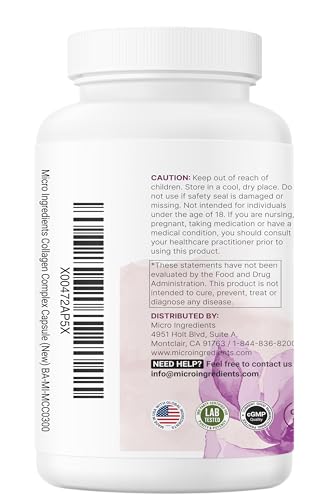 Micro Ingredients collagen types I-V-X close-up showing diverse sources.