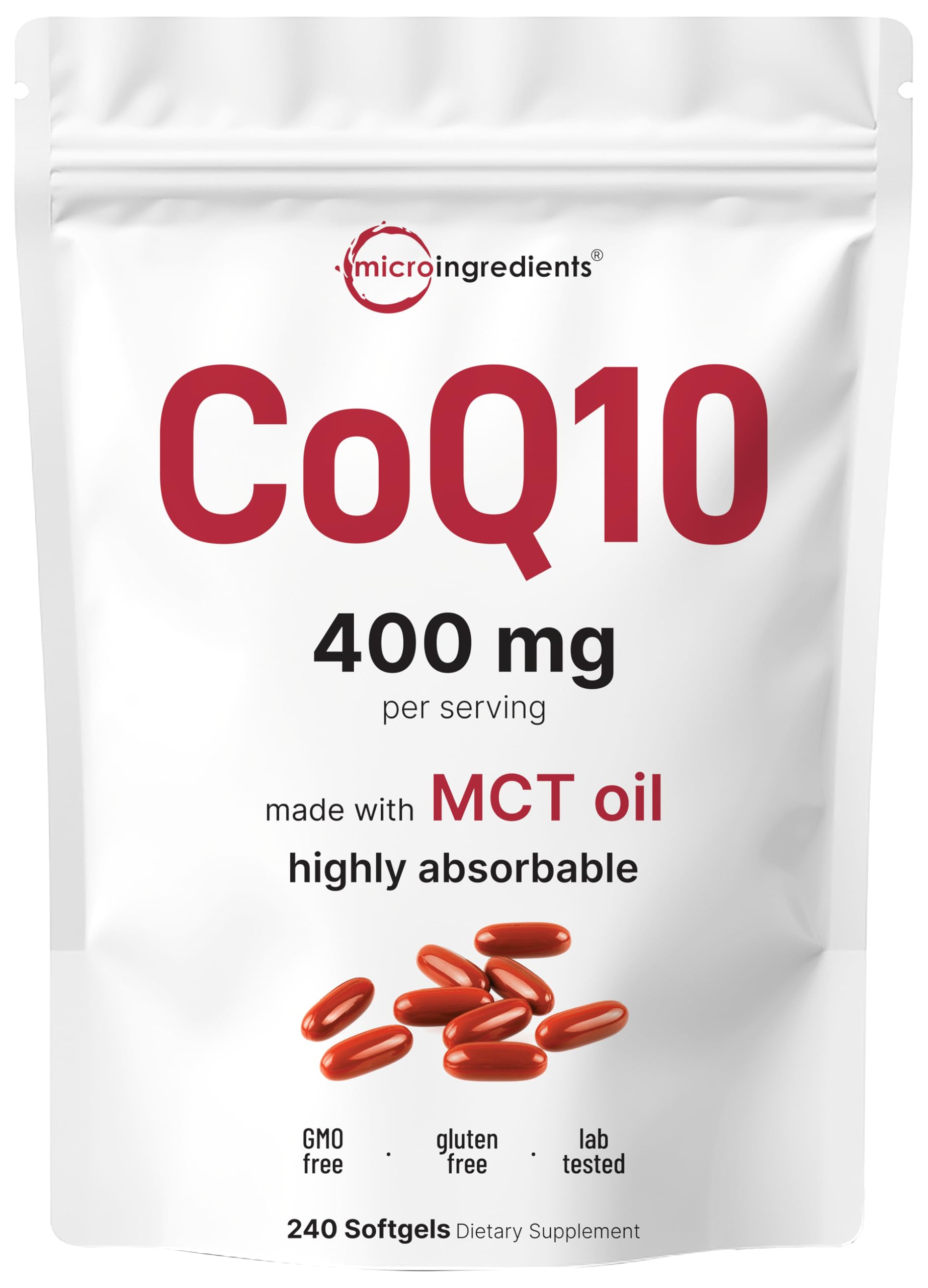 Micro Ingredients CoQ10 400mg softgels with Coconut MCT Oil