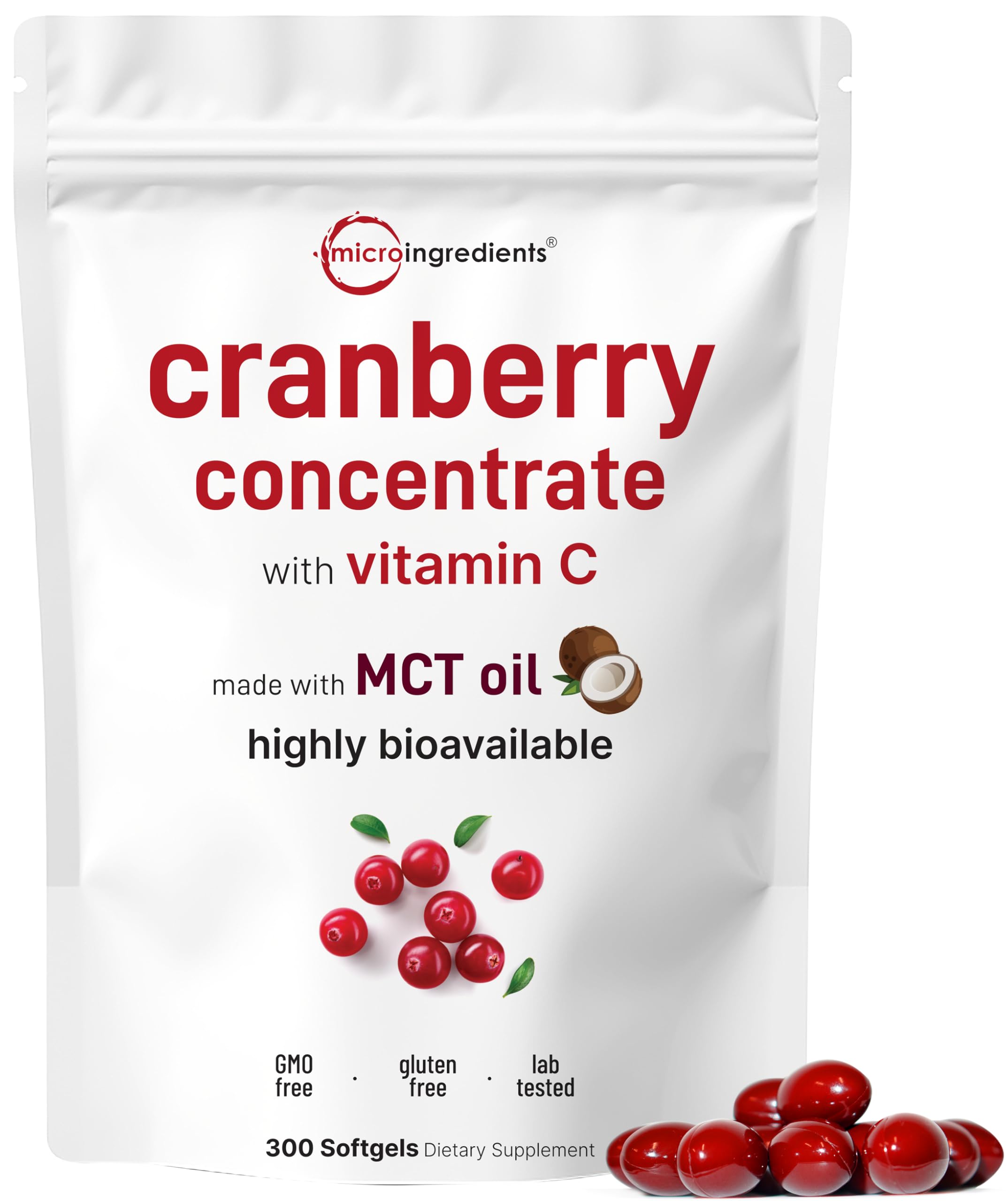 Micro Ingredients Cranberry Softgels for Women bottle – 300 count