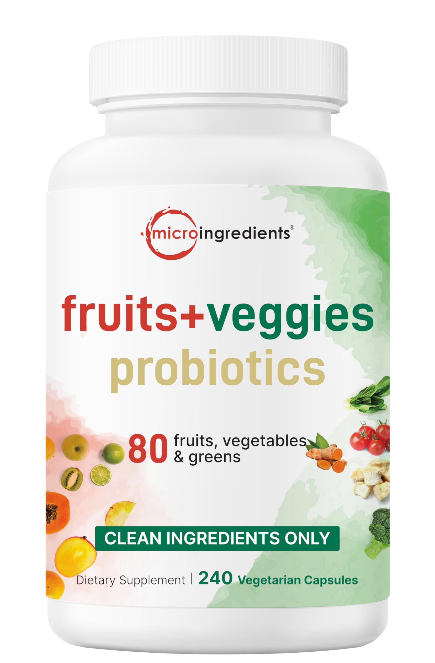 Micro Ingredients Fruit & Veggies with Probiotics – 240 Vegetarian Cap ...