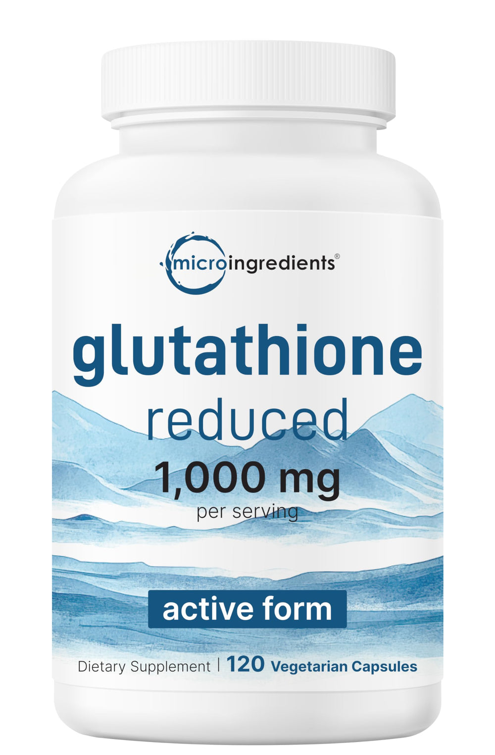 Bottle of Micro Ingredients Glutathione 1,000mg 120 veggie capsules