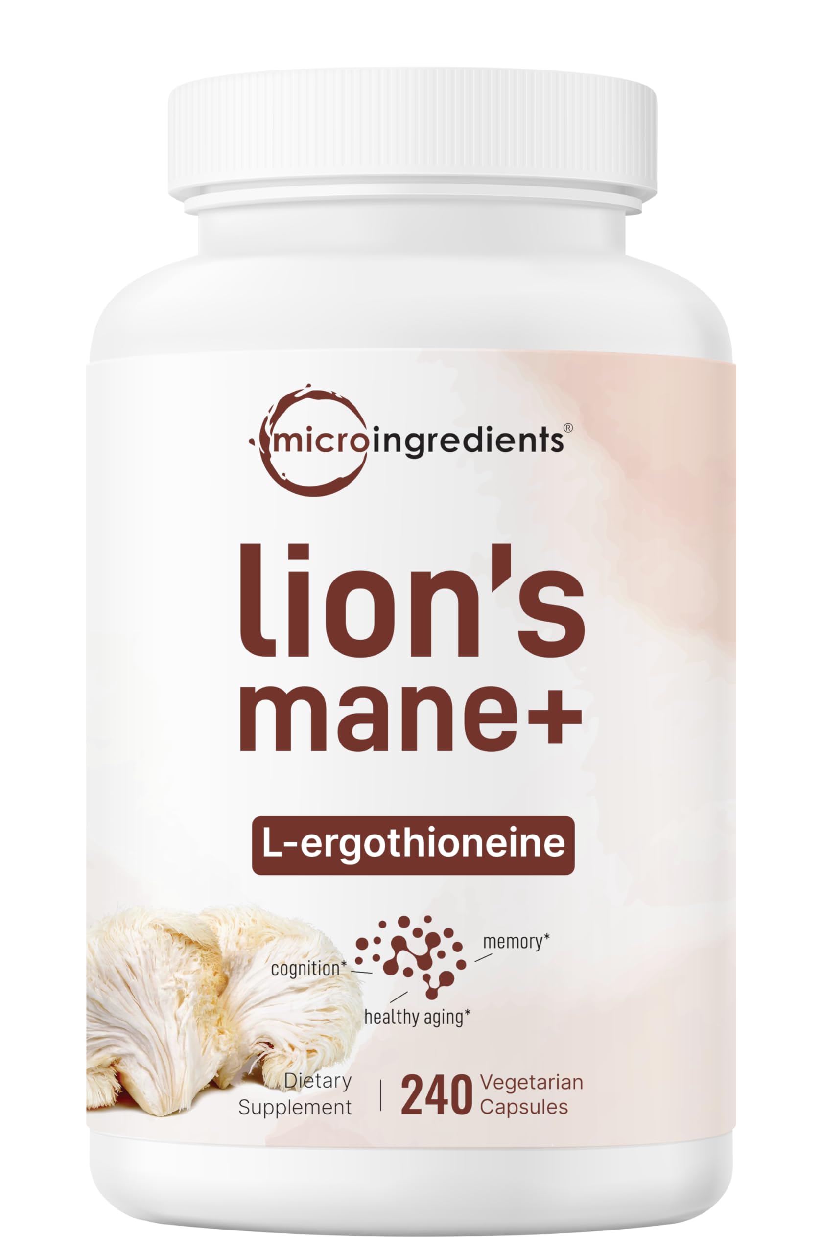 Bottle of Micro Ingredients Lion's Mane veggie capsules (240 capsules).