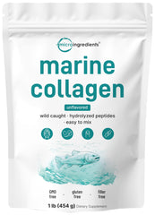 Front view of Micro Ingredients Marine Collagen Peptides Powder 1 lb package