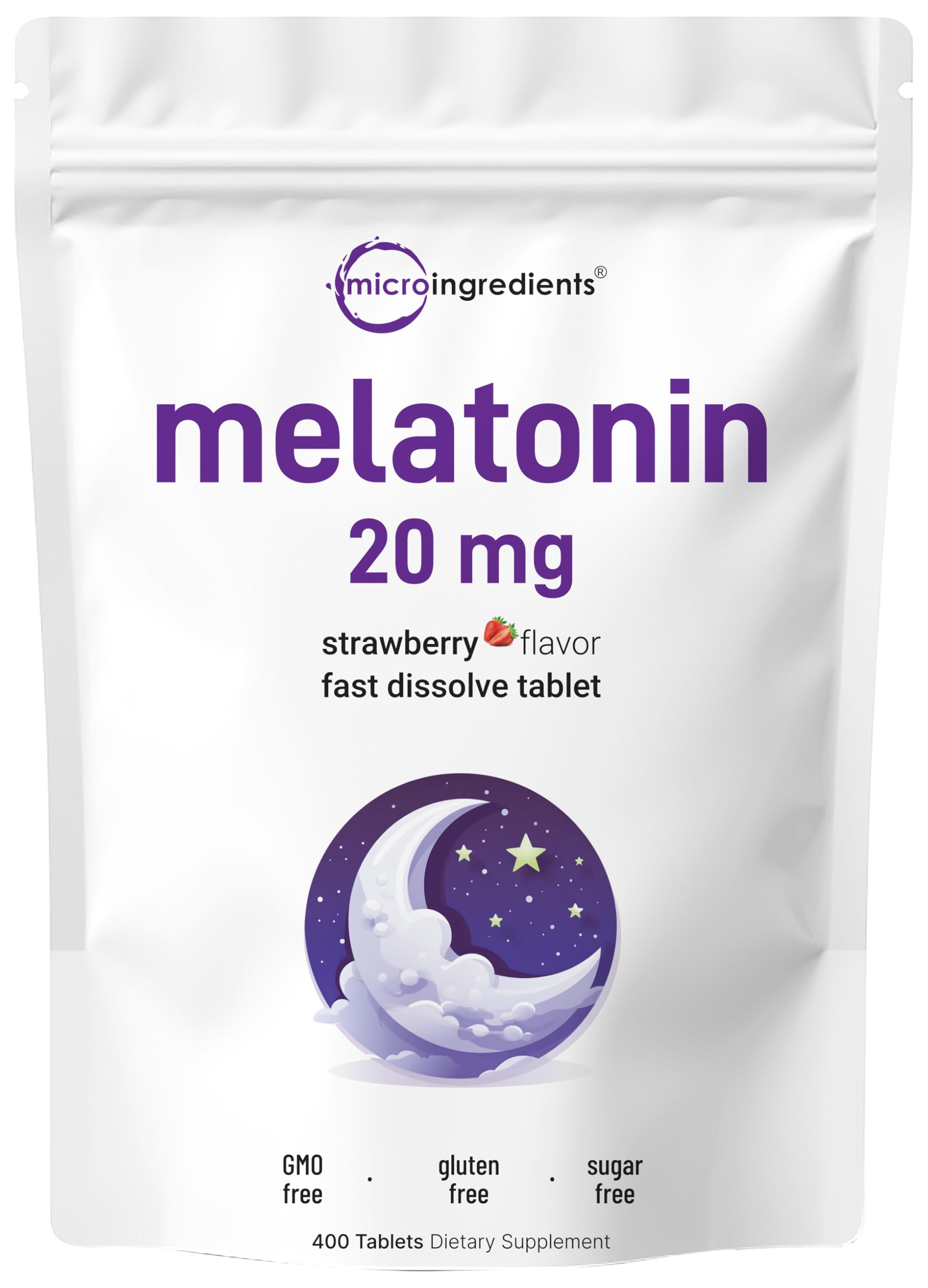 Micro Ingredients Melatonin 20mg strawberry flavor tablets
