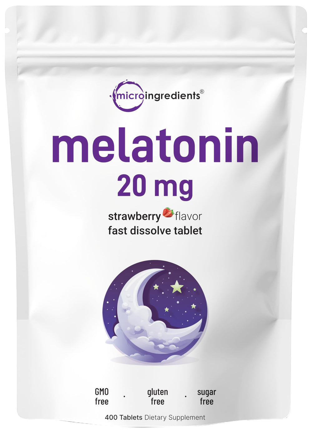 Micro Ingredients Melatonin 20mg strawberry flavor tablets