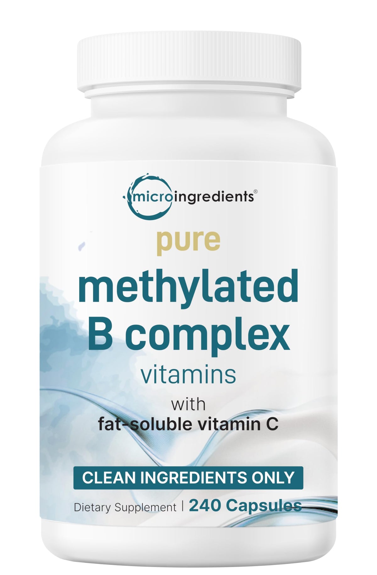 Front view of Micro Ingredients Methylated B Complex 240 capsules bottle