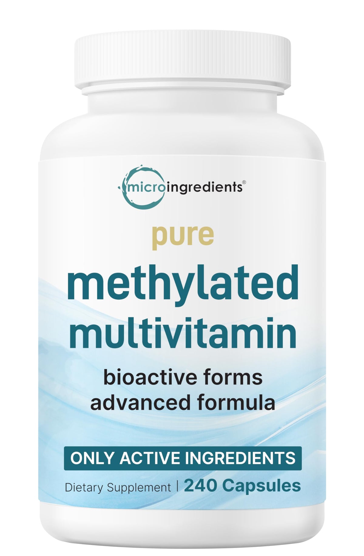 Front view of Micro Ingredients Pure Methylated Multivitamin bottle