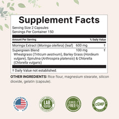 Wheatgrass, barley grass, spirulina, and chlorella ingredients