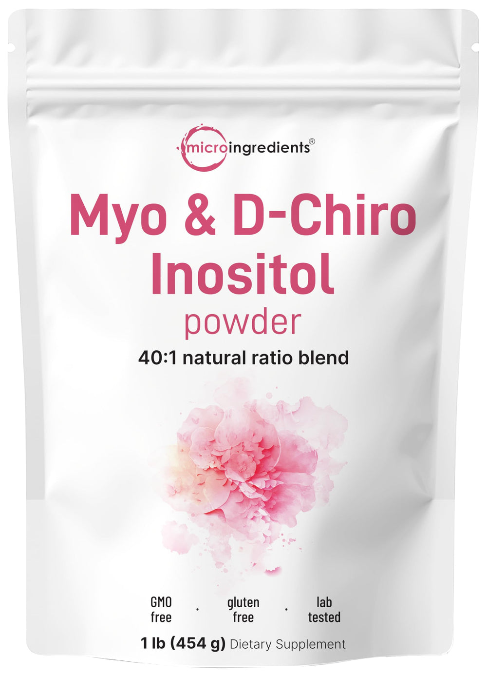 Micro Ingredients Myo-Inositol and D-Chiro Inositol powder, 1lb, 221 servings