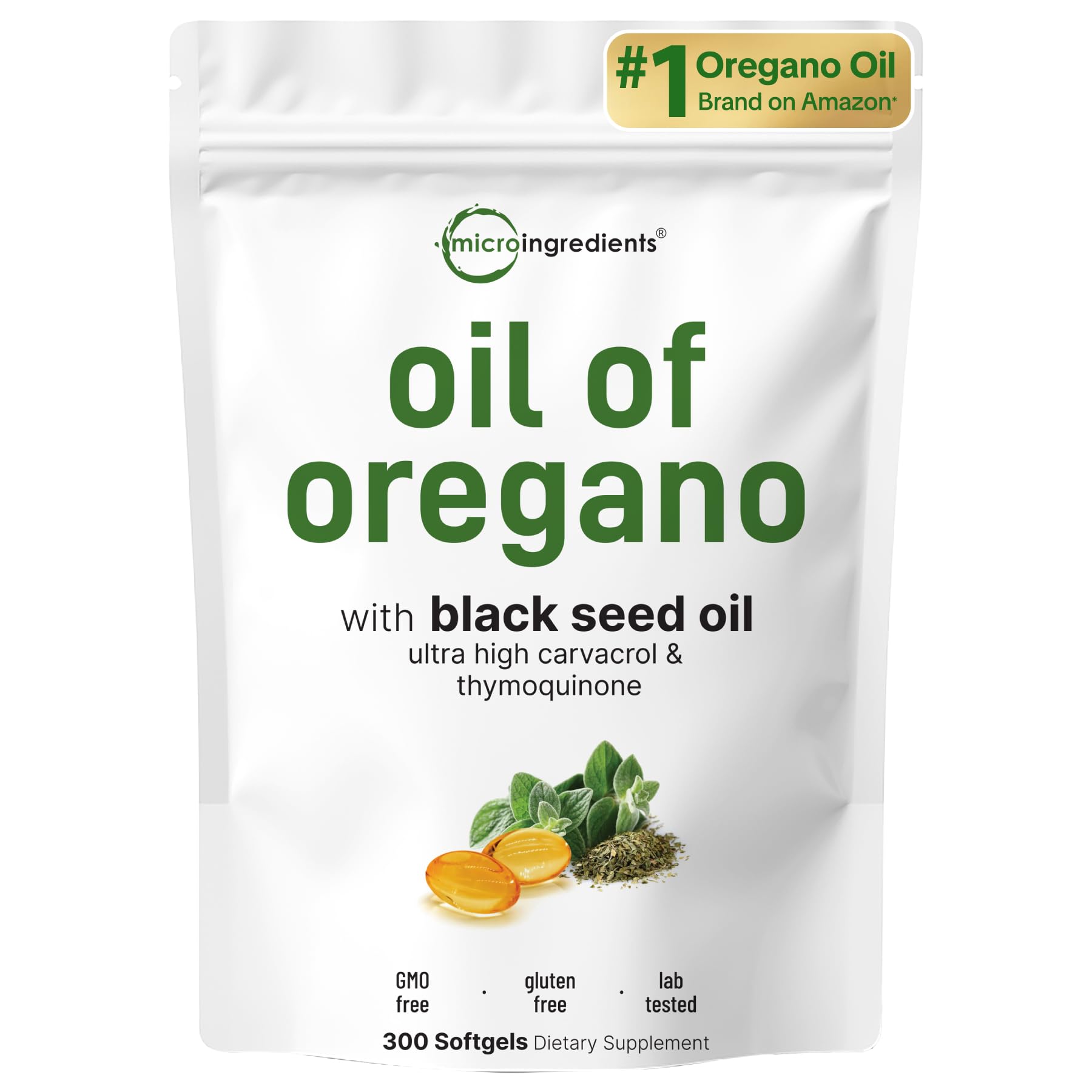 Bottle of Micro Ingredients Oil of Oregano Softgels, 300-count