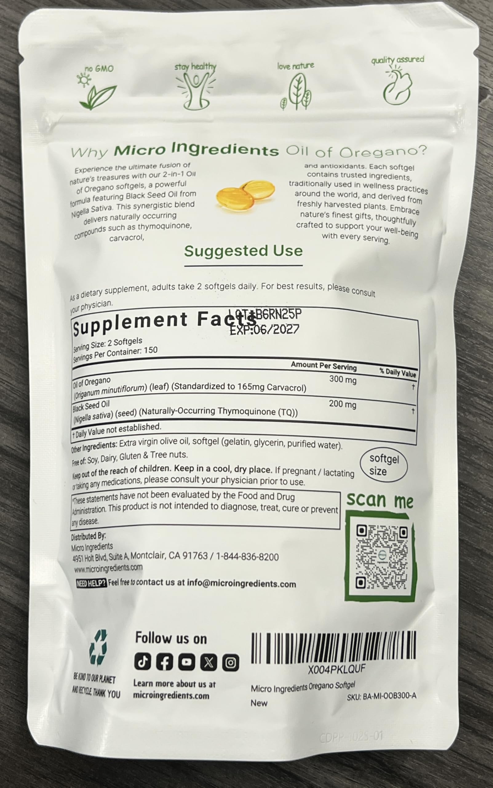 Non-GMO, plant-based ingredients and allergen-free