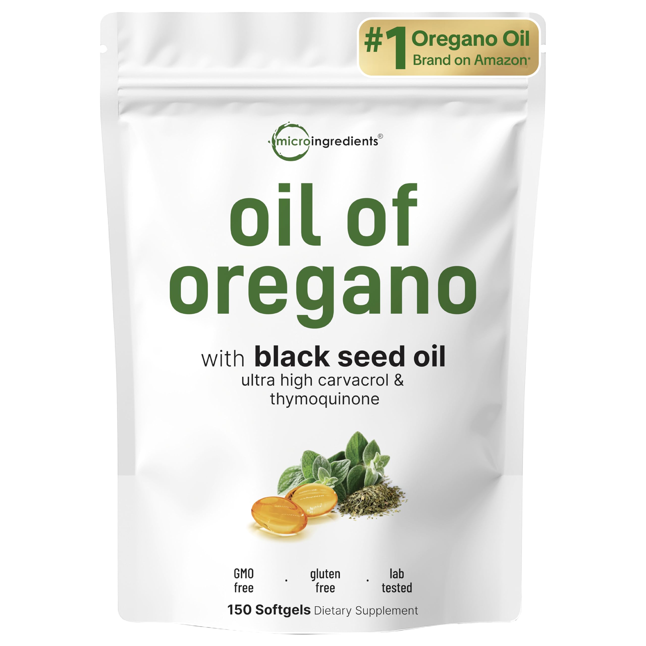 Micro Ingredients Oil of Oregano Softgels bottle for easy daily supplementation.