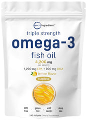 Micro Ingredients triple strength Omega-3 4200mg lemon softgels 240 count