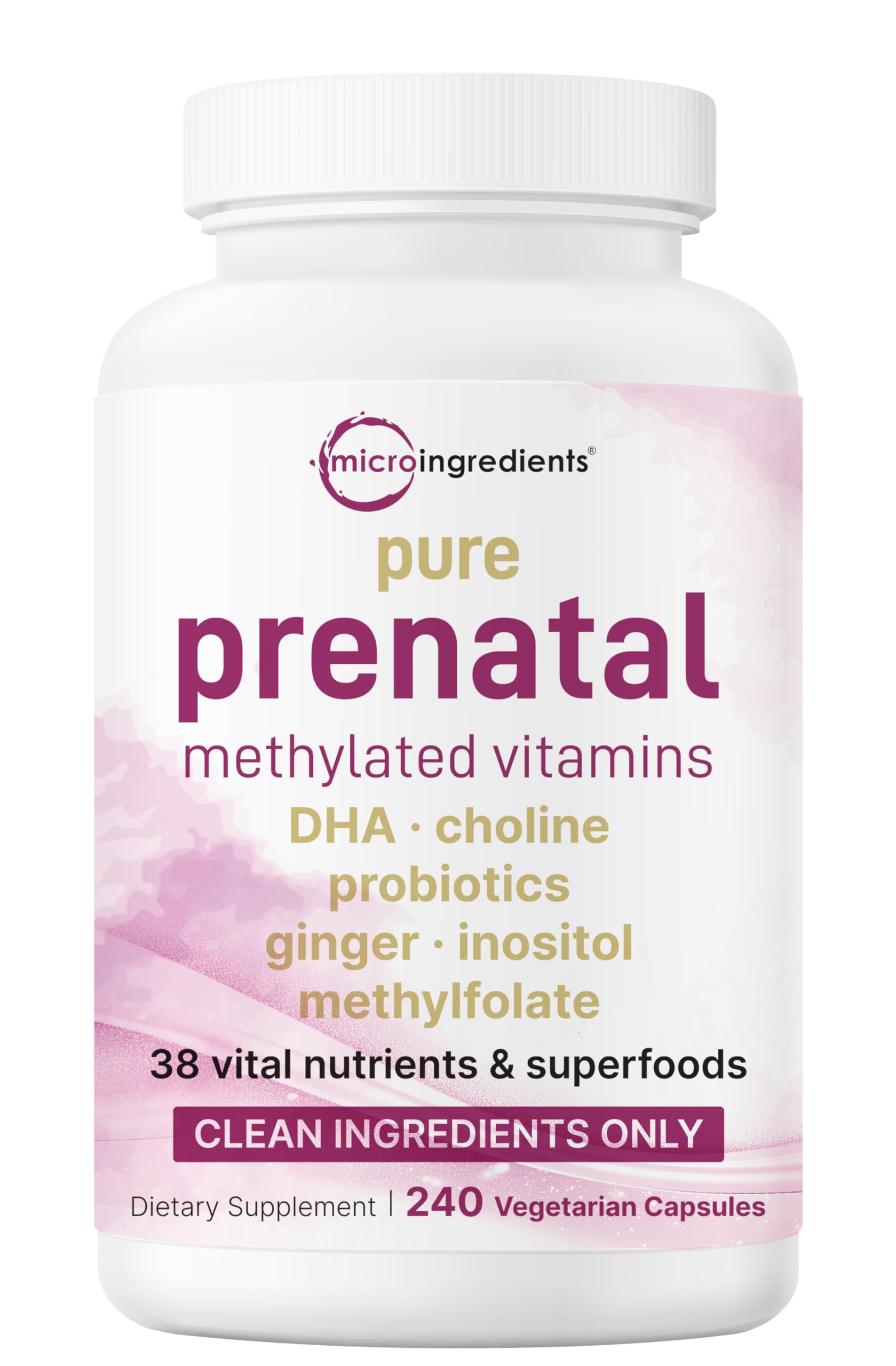 Micro Ingredients front packaging showing full prenatal formula and benefits