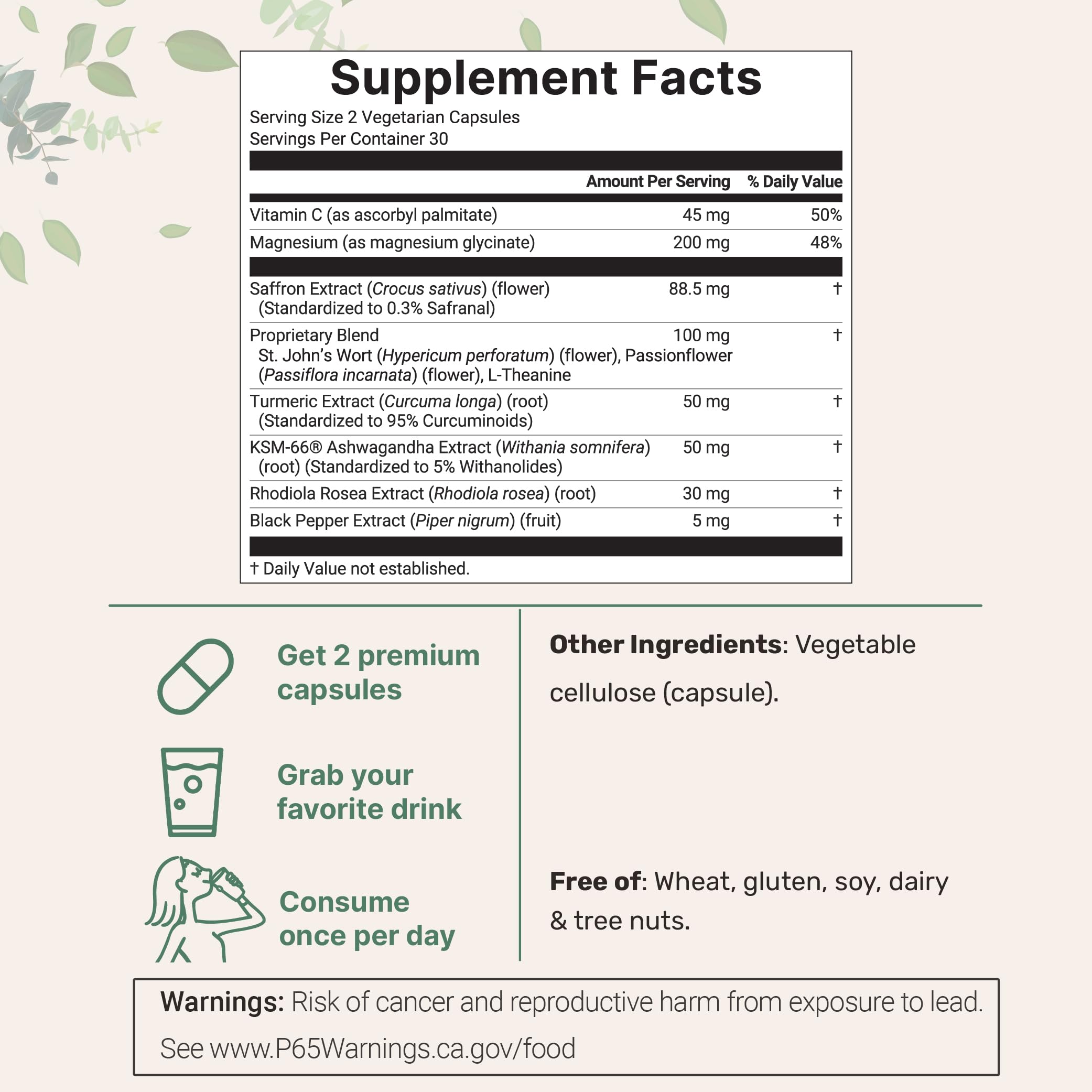 Micro Ingredients Saffron+ Advanced capsules in bottle for easy daily intake
