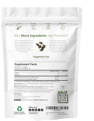 Back label showing supplement facts for Micro Ingredients softgels