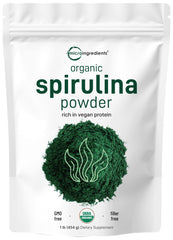 Front view of Micro Ingredients Organic Spirulina Powder 1 lb package