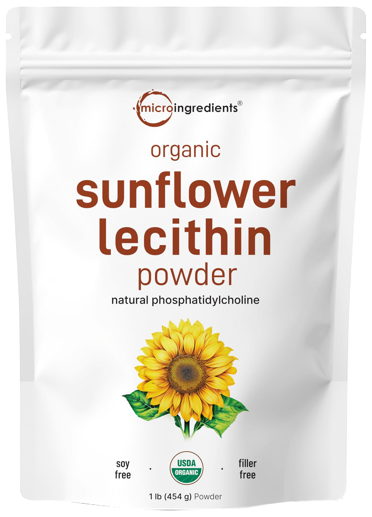 Front view of Micro Ingredients Organic Sunflower Lecithin Powder 1 lb