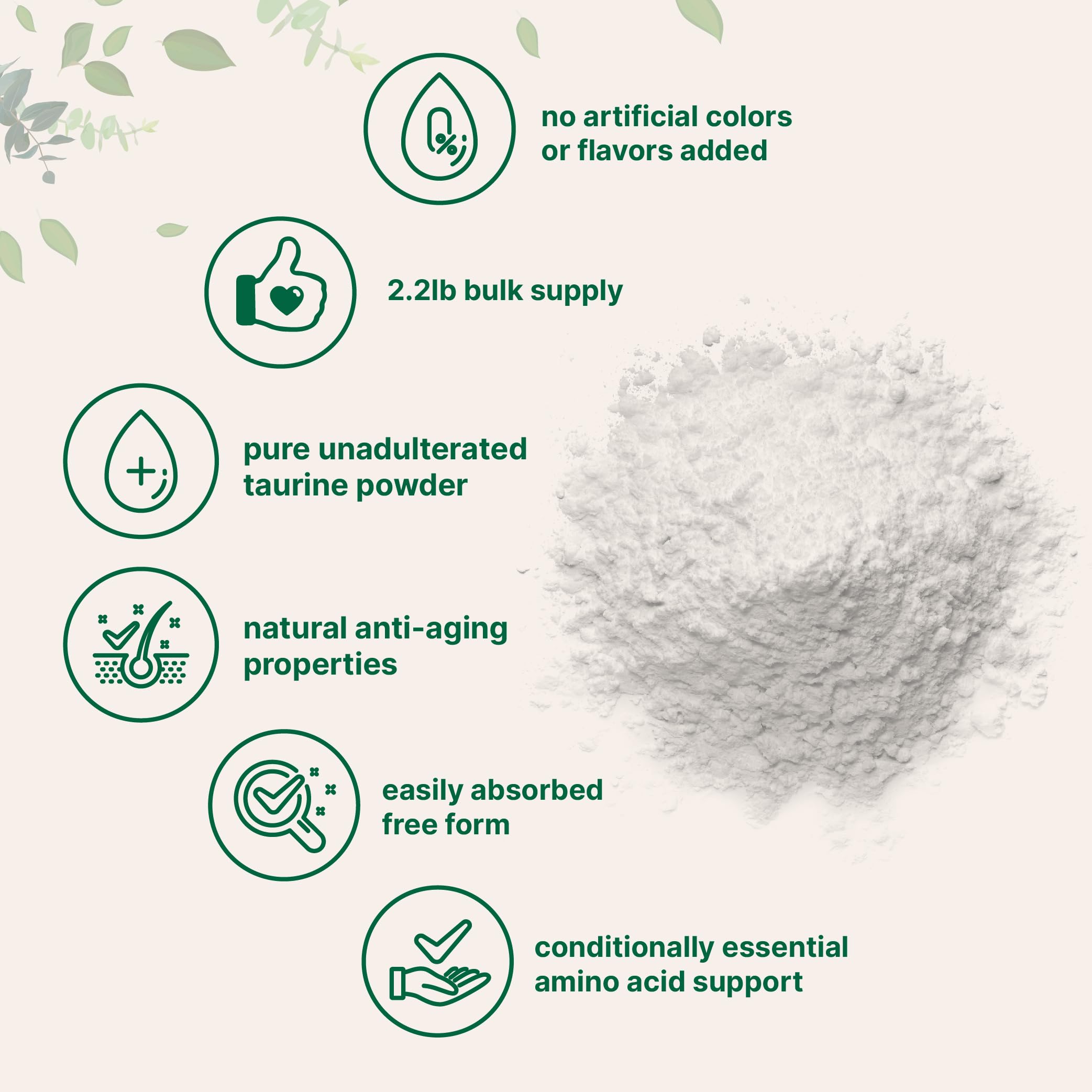 1 kg (2.2 lb) pouch of Taurine powder packaging