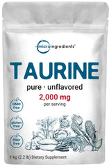 Front view of Micro Ingredients Taurine Powder packaging
