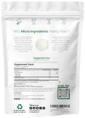 Back of Micro Ingredients Vitality Prebiotic Fiber Powder 1lb packaging