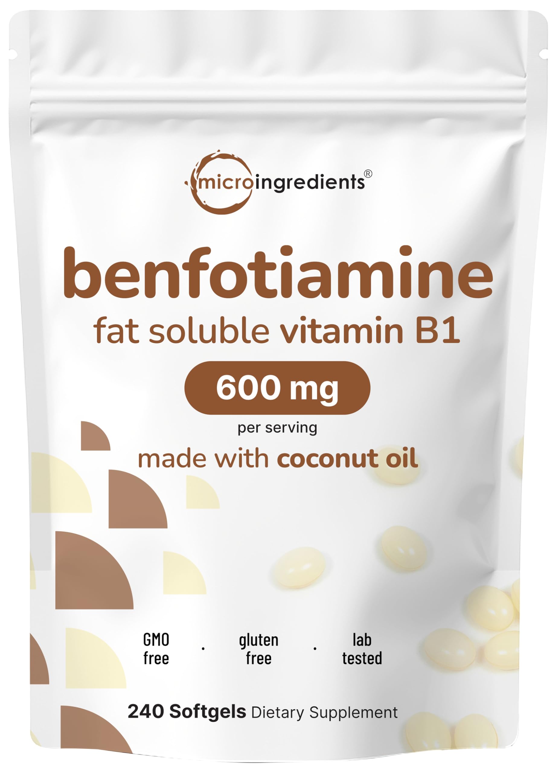 Product packaging for Micro Ingredients Vitamin B1 Benfotiamine softgels