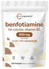 Product packaging for Micro Ingredients Vitamin B1 Benfotiamine softgels