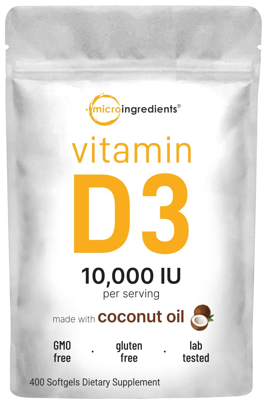 Micro Ingredients Vitamin D3 10,000 IU softgels bottle