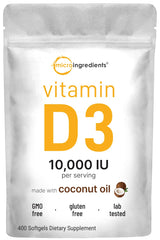 Micro Ingredients Vitamin D3 10,000 IU softgels bottle