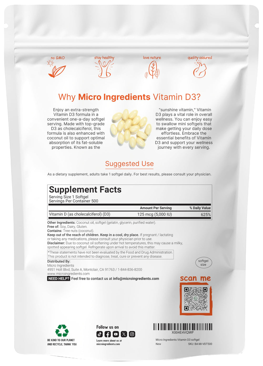 Close-up of Vitamin D3 softgels infused with virgin coconut oil