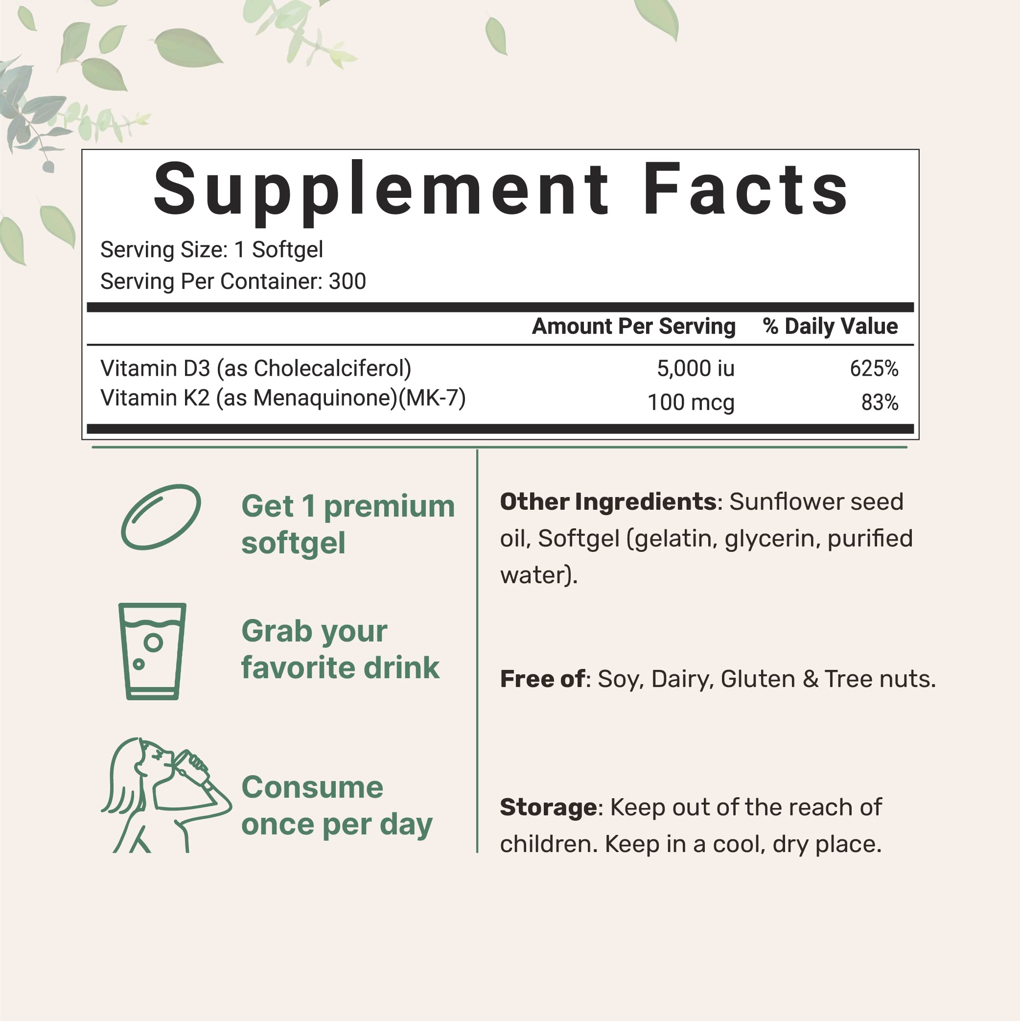Micro Ingredients Vitamin D3 K2 softgels designed for easy swallowing