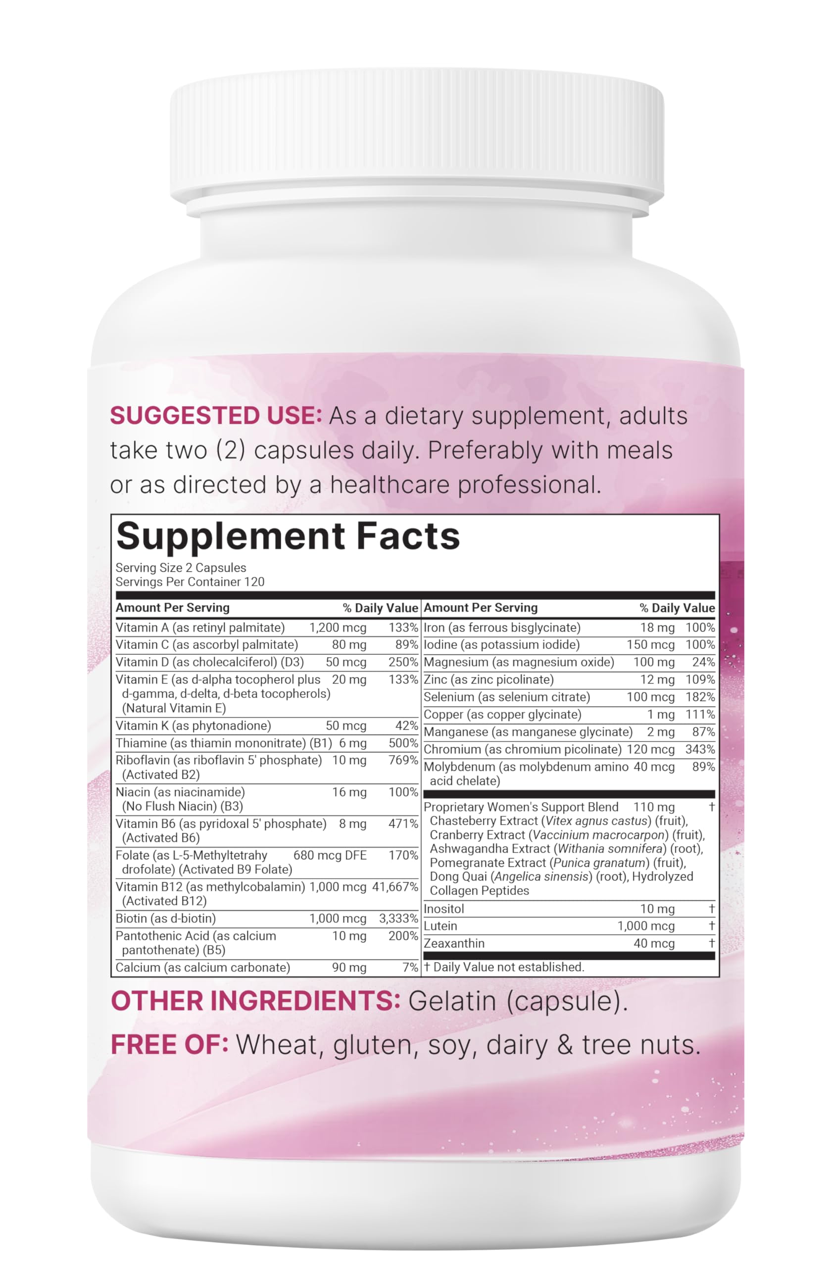 Non-GMO, filler-free multivitamin packaging with third-party testing