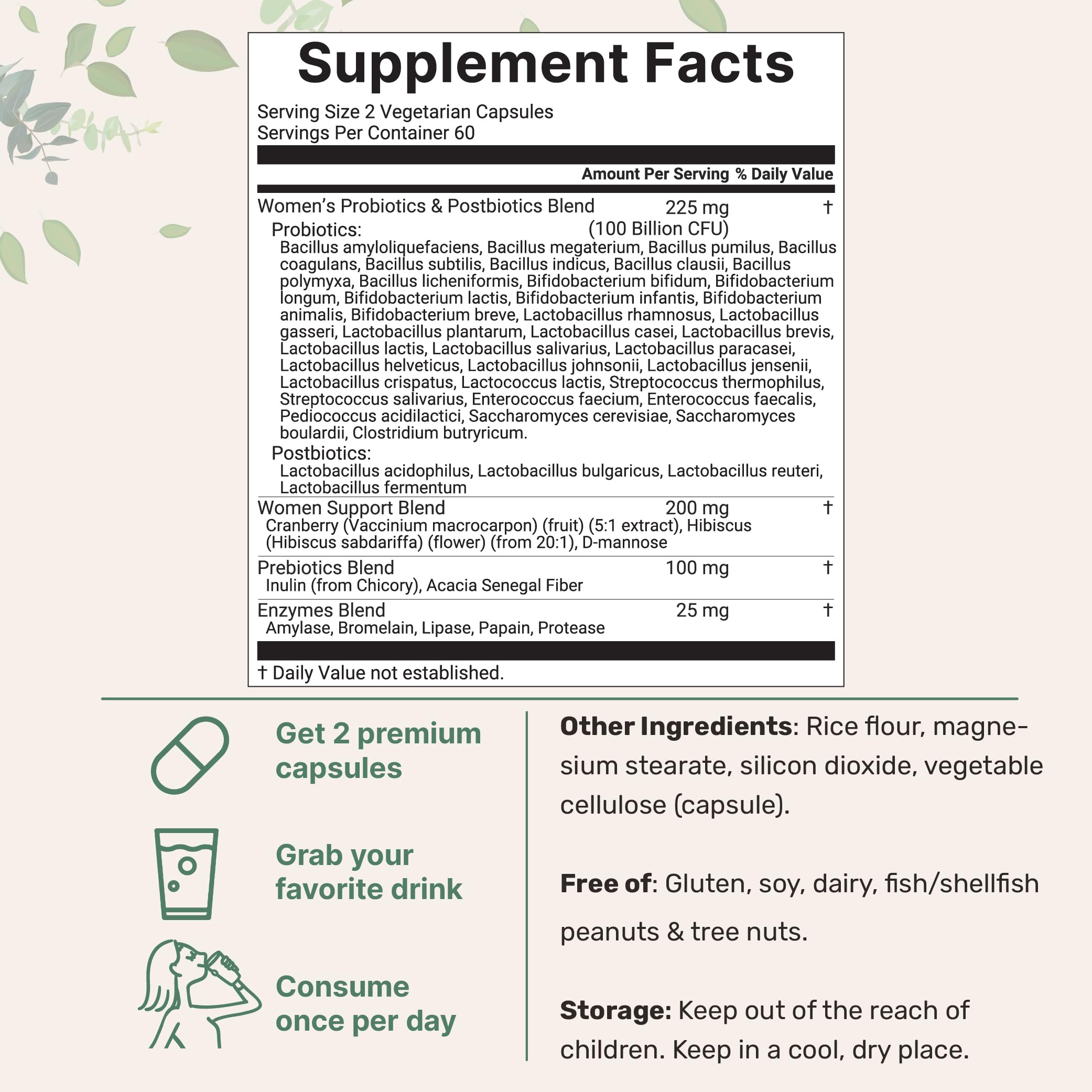 Close-up of probiotic veggie capsules