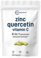 Front view of Micro Ingredients Zinc Quercetin 240-cap bottle