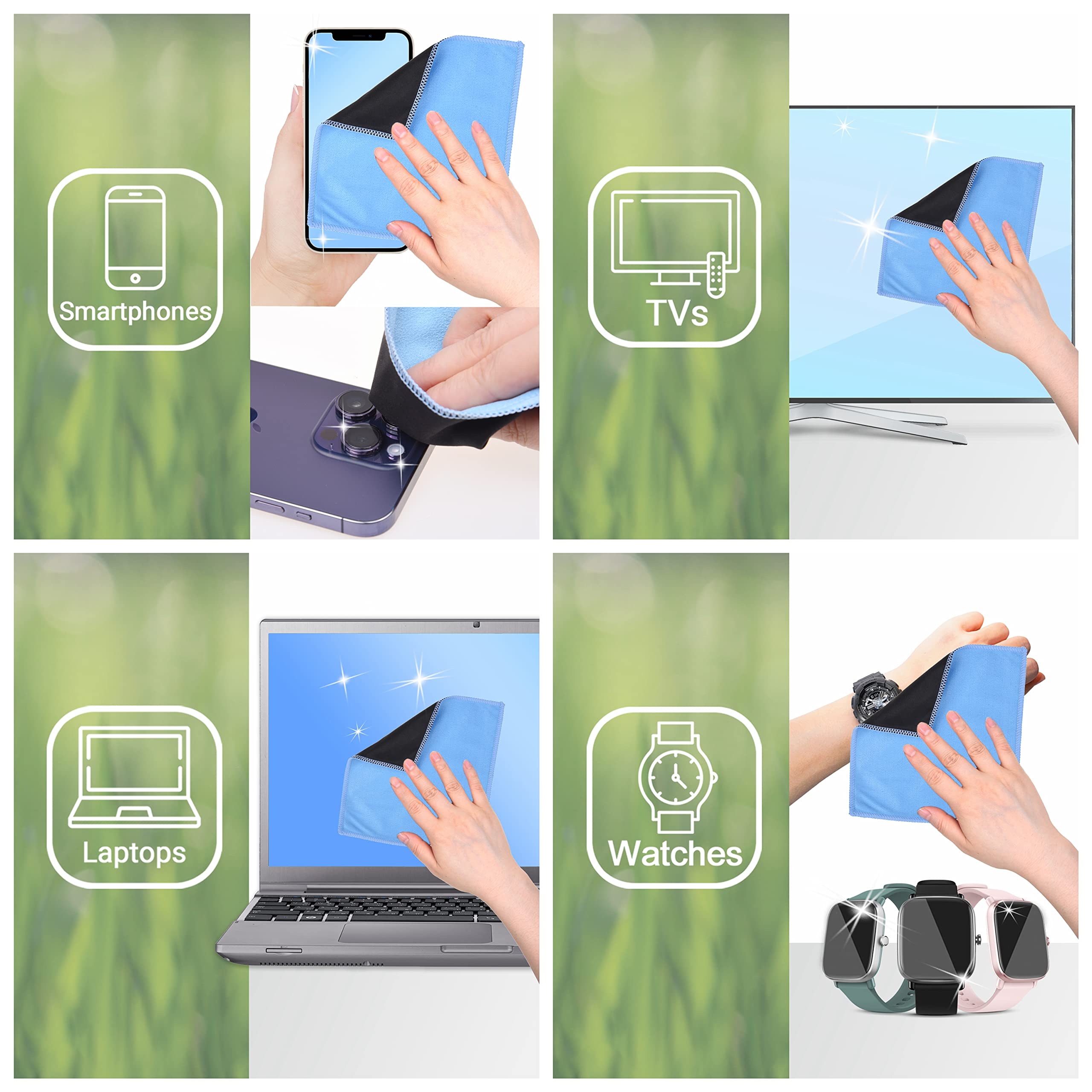 Cloths cleaning a smartphone screen without scratches