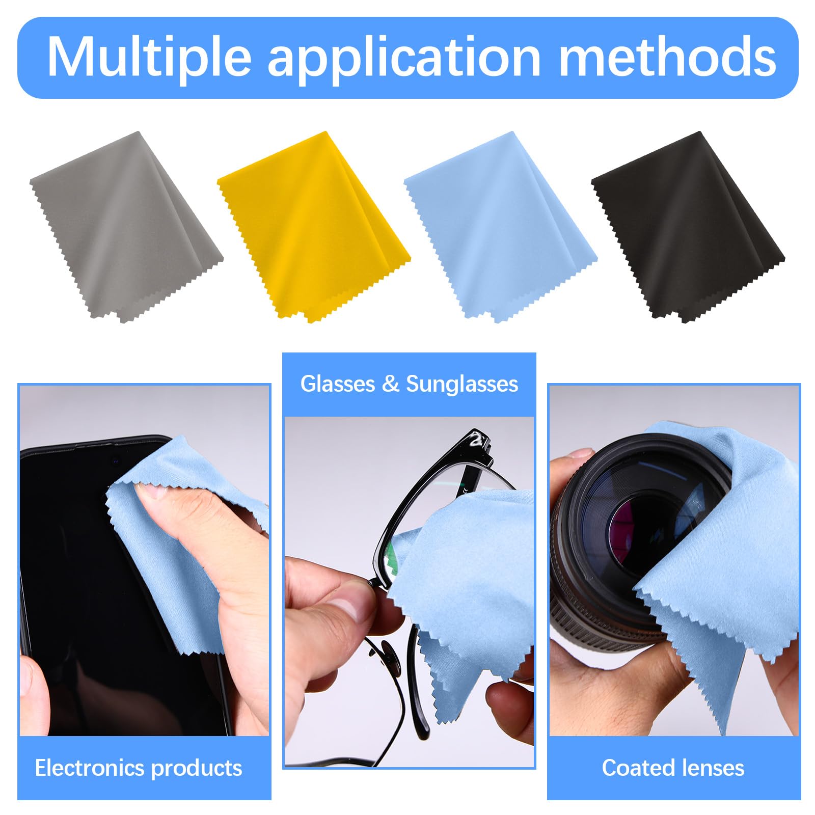 Multi-color bulk pack of microfiber cleaning cloths