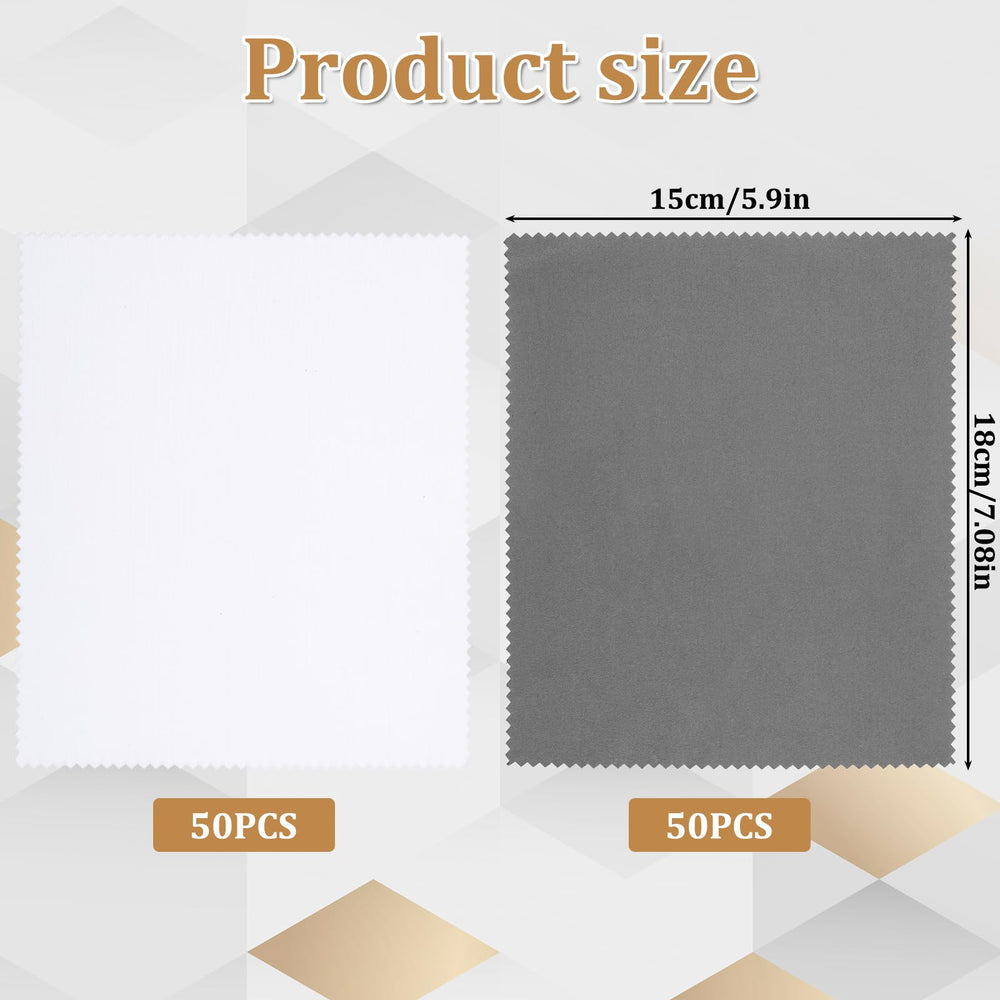 White microfiber cleaning cloth measuring 18 x 15 cm.