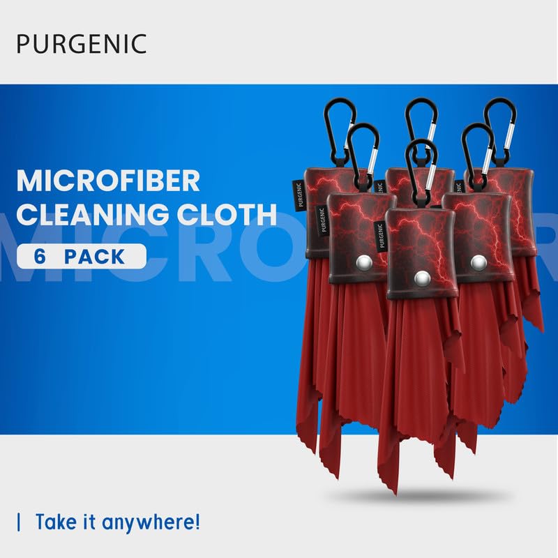 Red portable water-resistant pouch for microfiber cloths