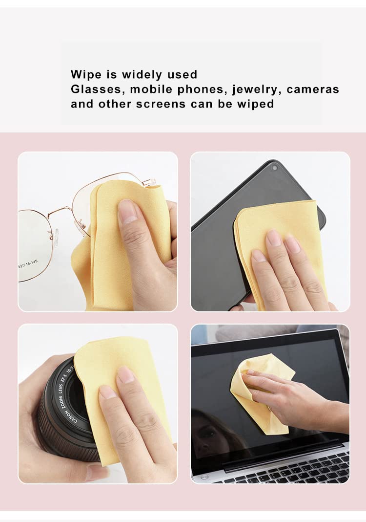 Person using grey microfiber cleaning cloth on a screen