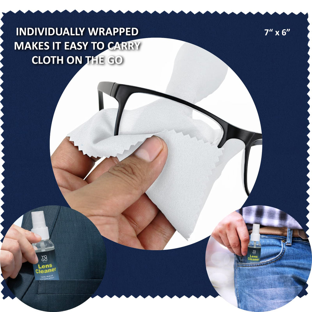 Four premium microfiber cloths measuring 6x7 inches
