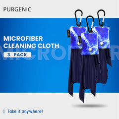 Three-pack microfiber cleaning cloths for glasses with pouches