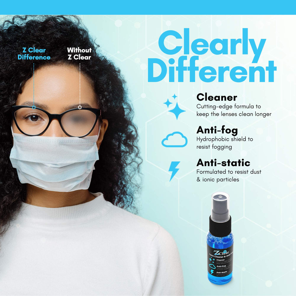 Microfiber lens cleaning towel used with anti-fog spray