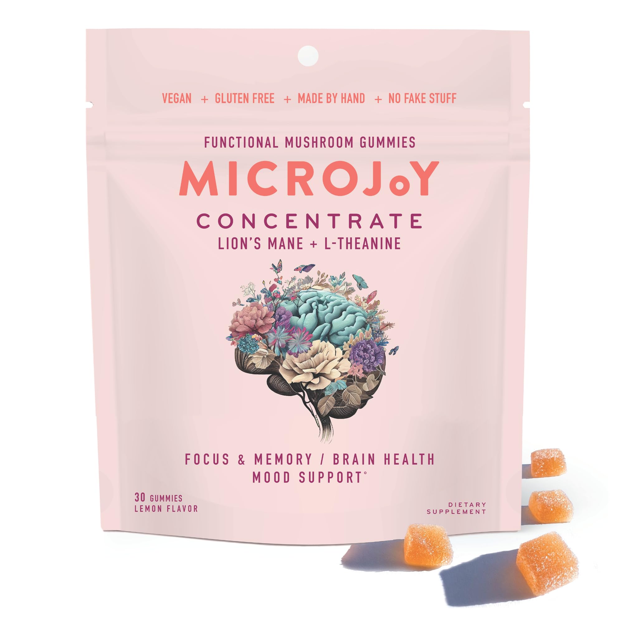 Front view of Microjoy Concentrate Gummies bottle – Lemon flavor
