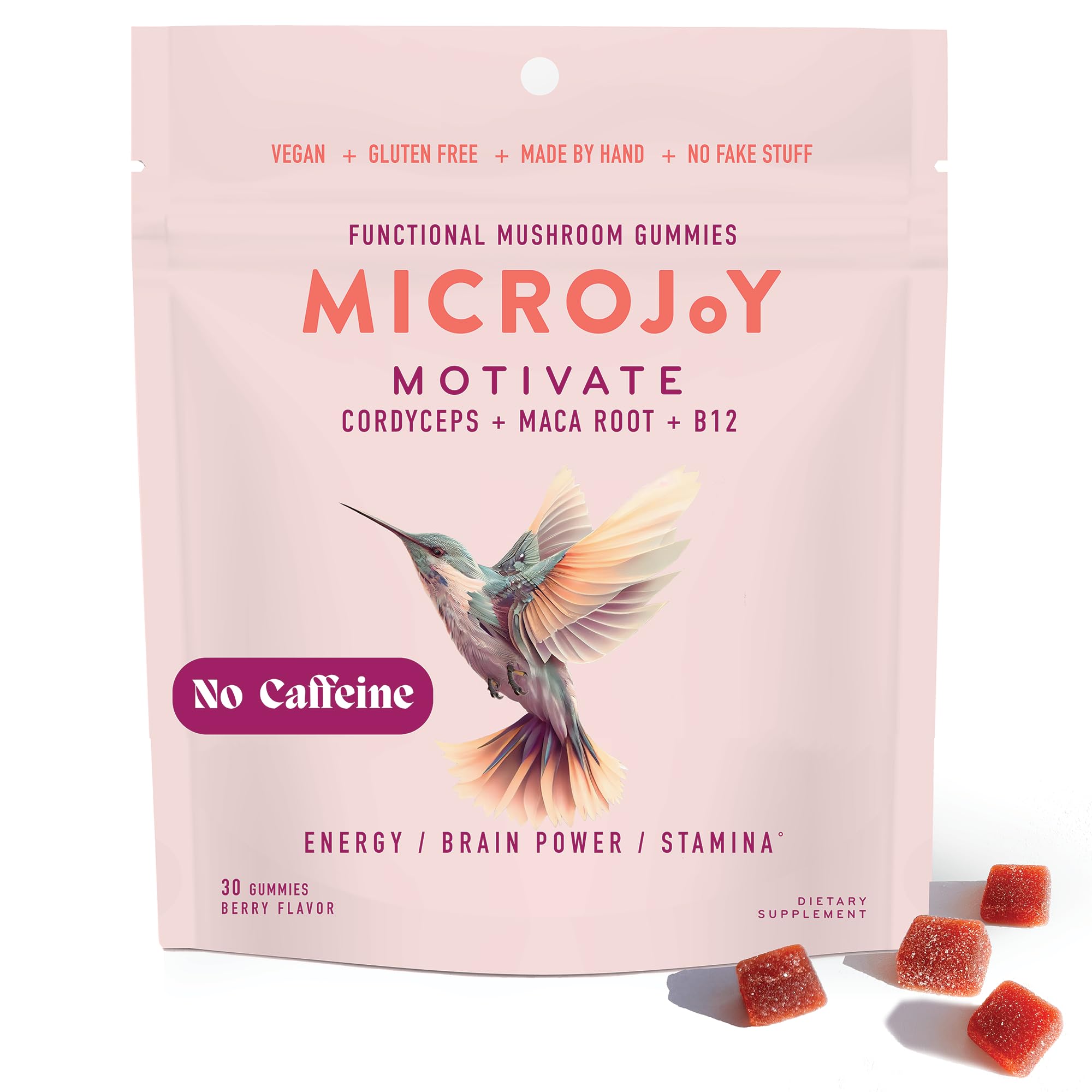 Front view of Microjoy Motivate Gummies Berry flavor bottle