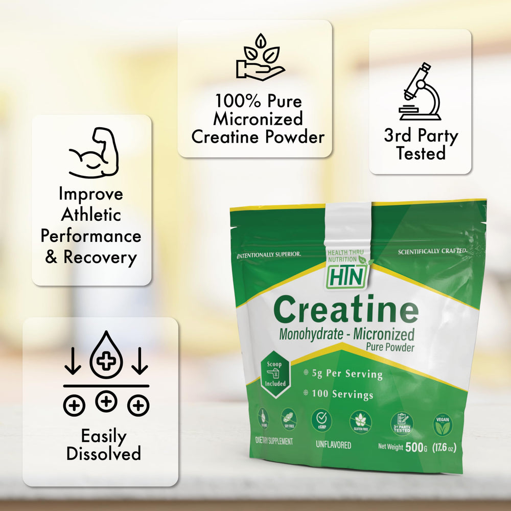 Micronized creatine dissolves easily in water or juice