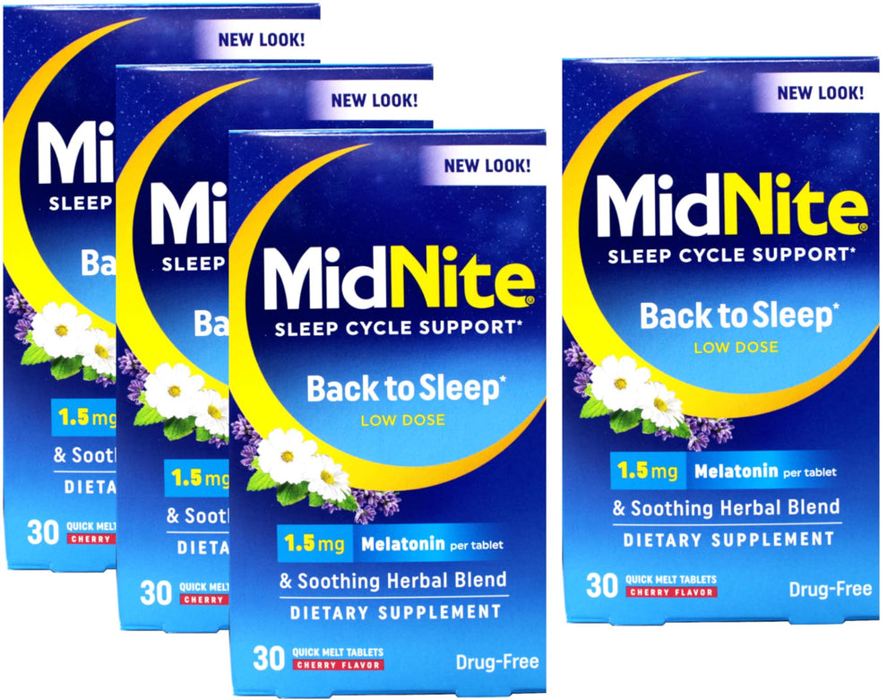 MidNite Sleep Cycle Support back-to-sleep quick melt tablet with cherry flavor