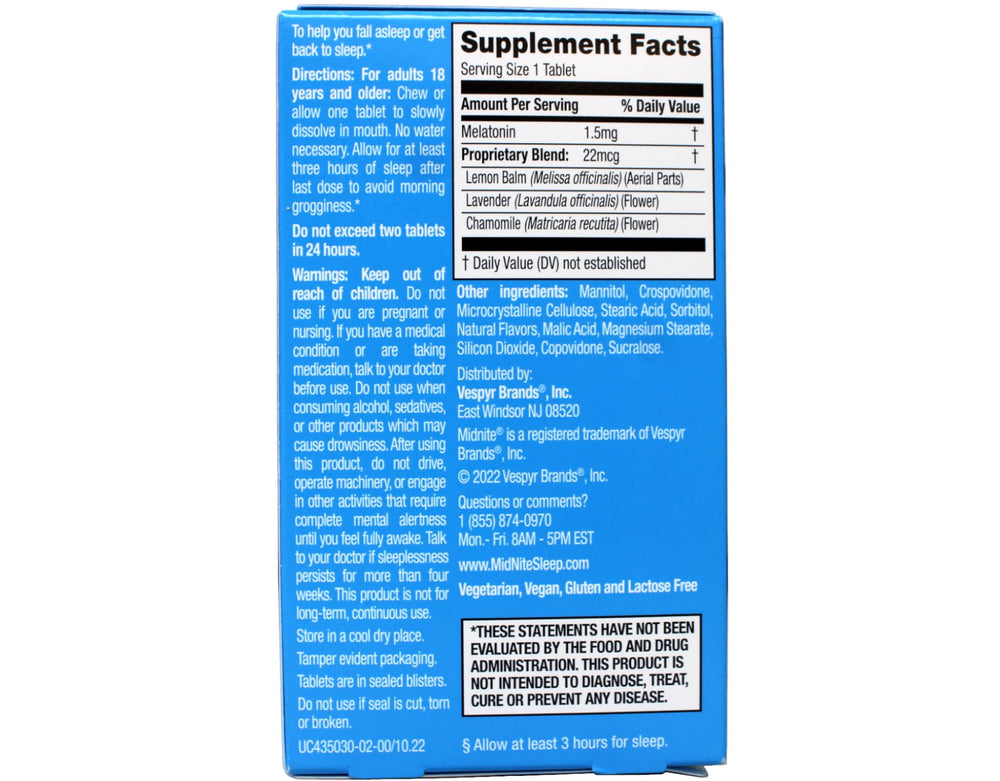 Packaging showing 30 quick melt tablets in pack of 4