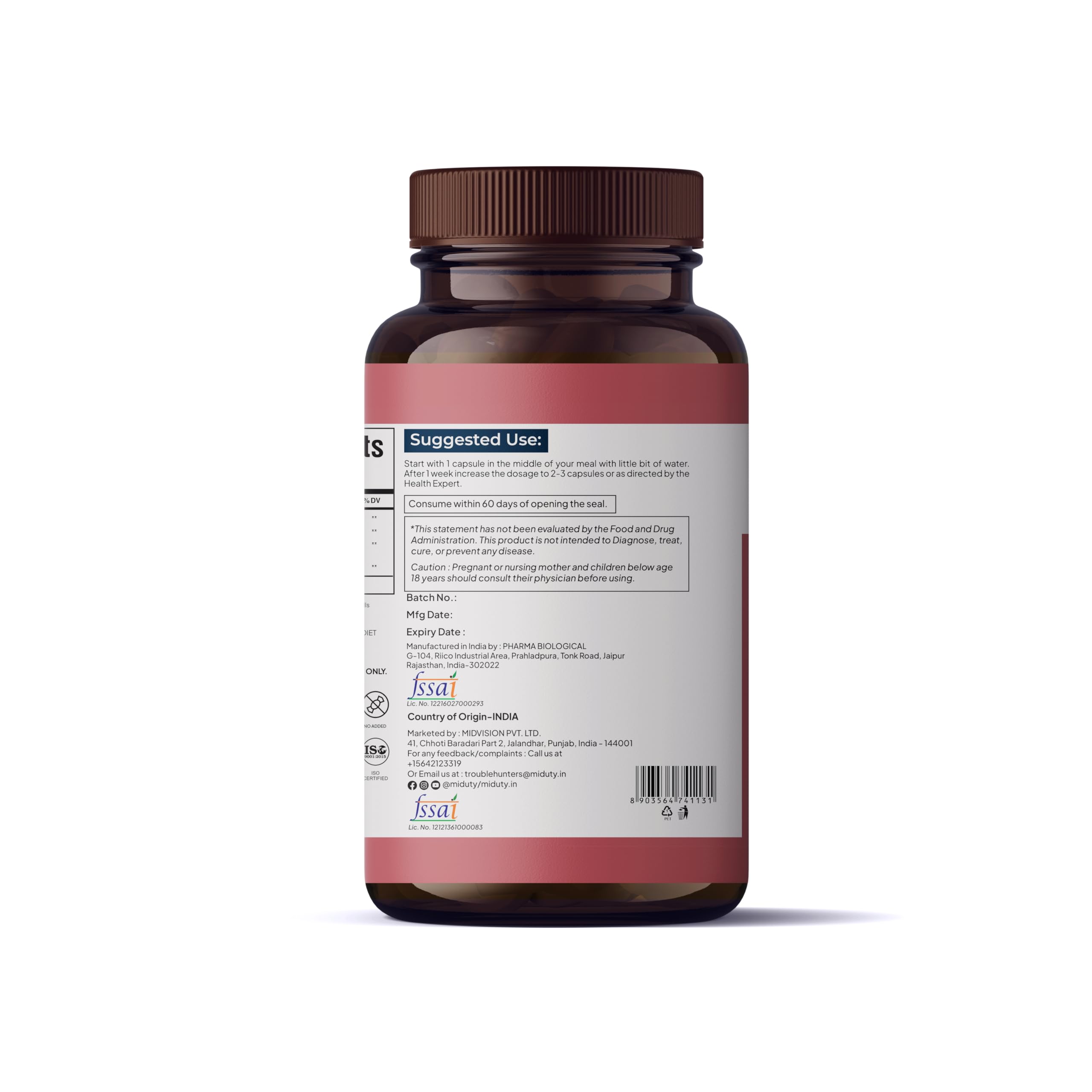 Close-up of Betaine HCL Pepsin capsules
