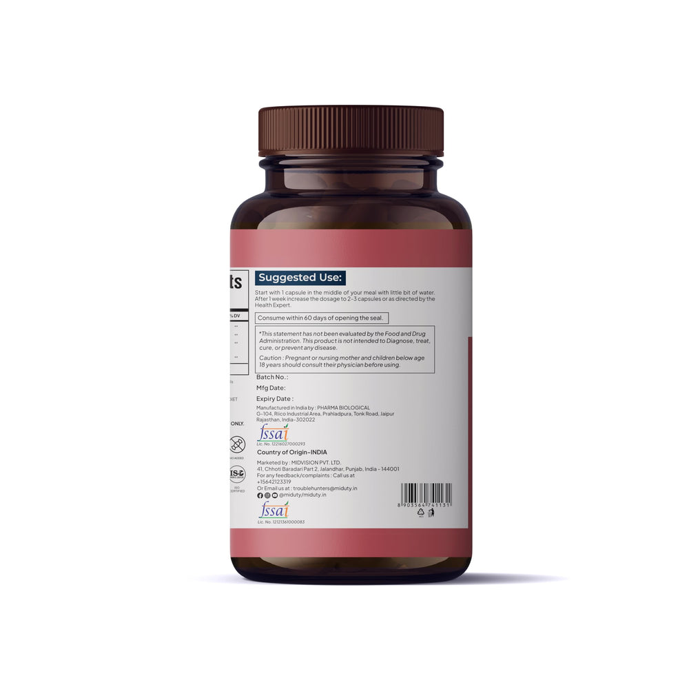 Close-up of Betaine HCL Pepsin capsules