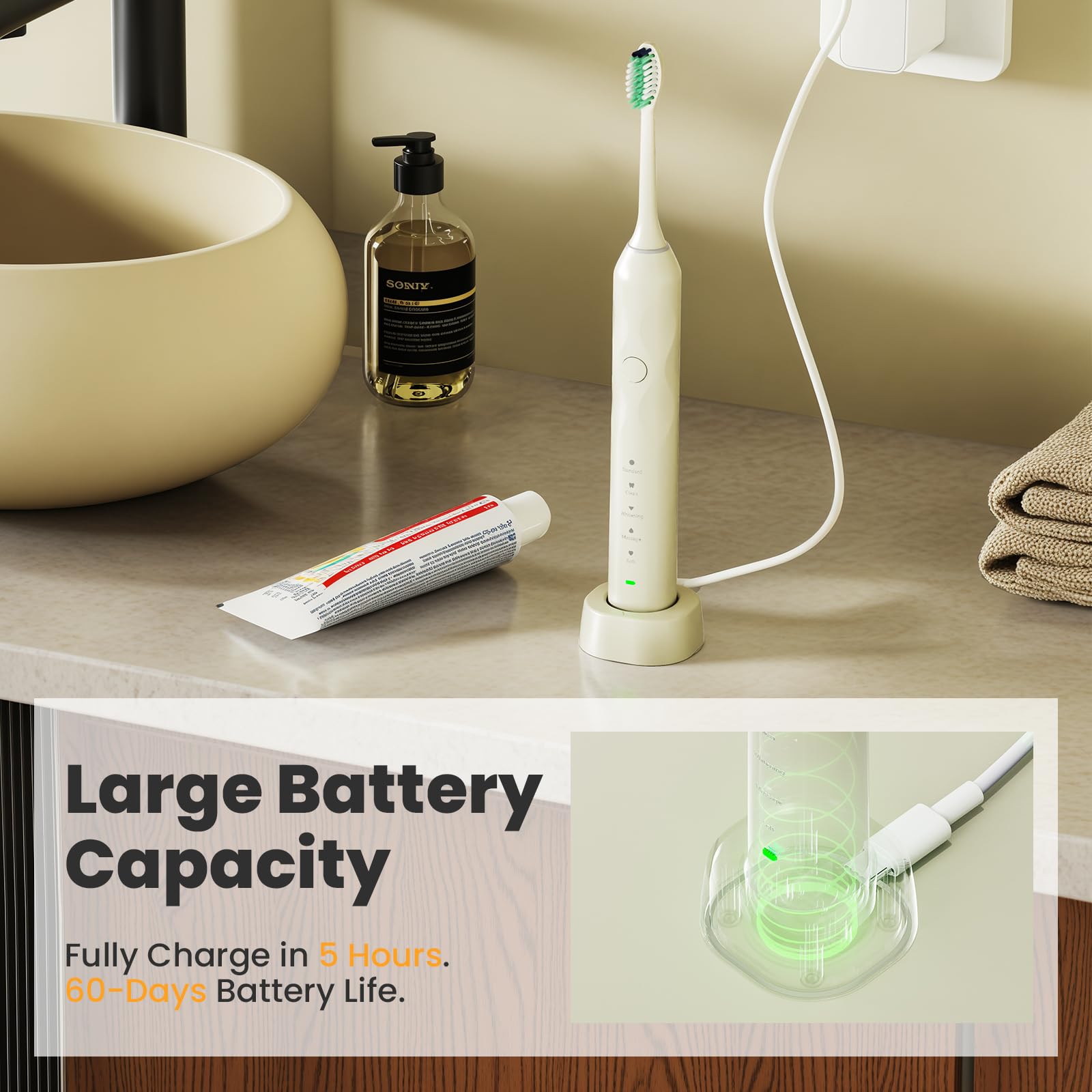 Type-C charging port with 2000mAh battery